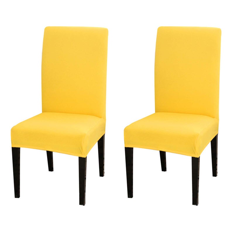 Dimatic 2 Pack Dining Chair Covers, Stretch Spandex Removable Washable Protector Chair Slipcovers for Dining Room Kitchen Hotel (Yellow) - Image 1